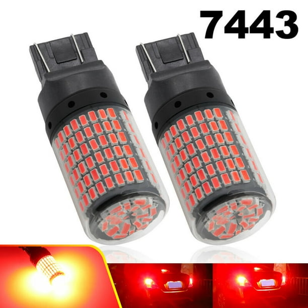 2X 7443 7440 Red LED Car Tail Brake Stop Signal Bulb High Power Lights 2400LM US 